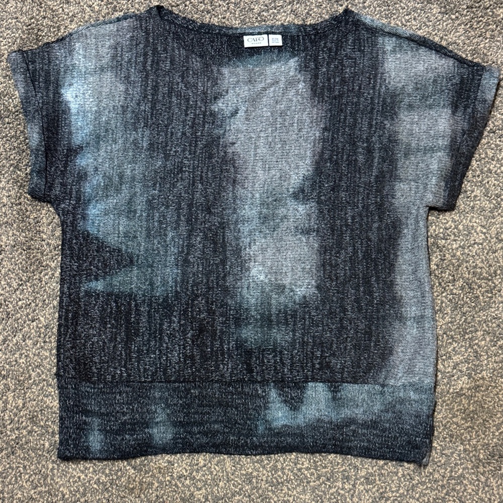 Cato 18/20 Navy and Charcoal Sweater Blouse 18 XL